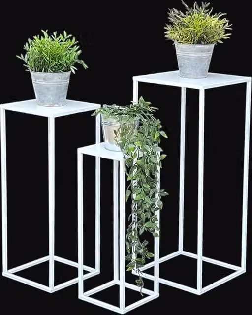 Set di Supporti per Fiori - 3 pezzi di Moderna Scaffalatura per Fiori per Casa e Giardino - Tavolo Supplementare e Colonna per Fiori