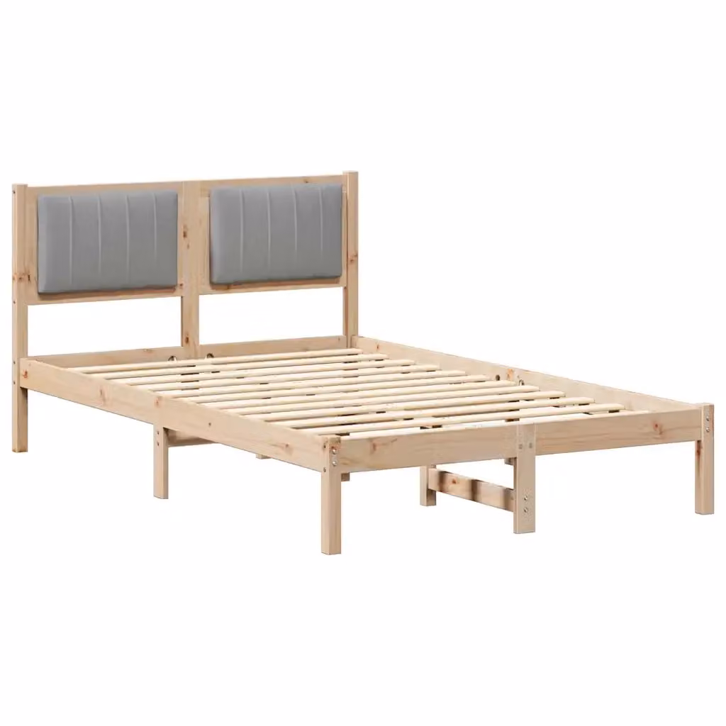Letto con Testiera Rivestita vidaXL in Legno di Pino e Tessuto Grigio L/P/H: 120 x 200 cm – 2