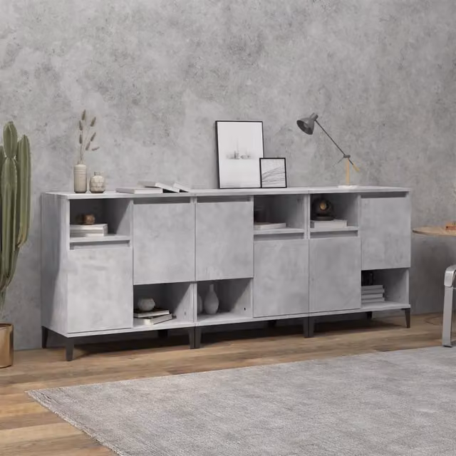 Set di 3 credenze vidaXL in legno e metallo grigio per sala da pranzo L/P/H: 60 x 35 x 70 cm – 1