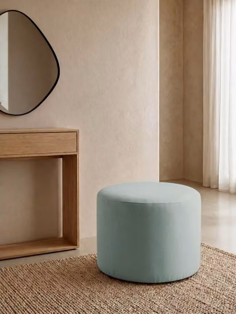 Pouf rotondo Harmony Kenay Home rivestito in tessuto colore menta, Diametro: 60 cm
