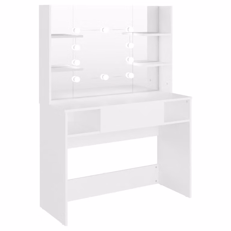 Toeletta con Luci LED 100x40x135 cm in MDF Bianca