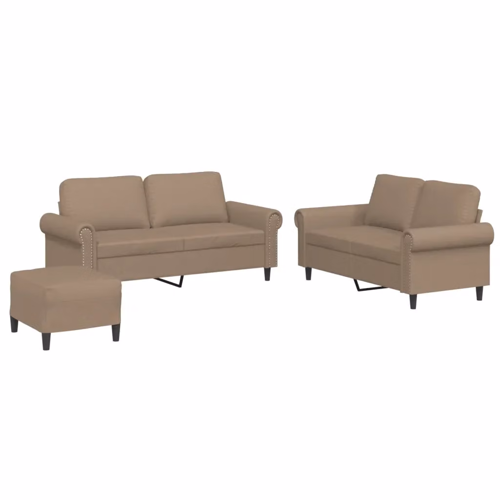 Set di 3 divani moderni vidaXL in similpelle beige con cuscini inclusi – 2
