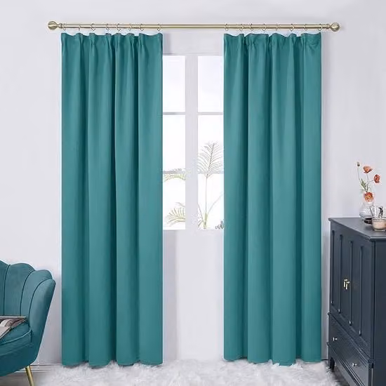 Set di 2 tende oscuranti Deconovo in poliestere color petrolio, termoisolanti e fonoassorbenti, L: 117 cm, H: 229 cm