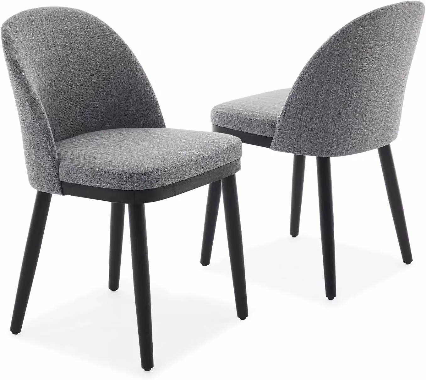 Set di 4 sedie da pranzo in legno, ideali anche per la cucina, imbottite, rivestite in lino, con schienale alto, piedini regolabili, colore grigio