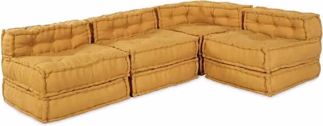 Unità di Divano Modulare Tessuto Giallo 210 x 140 x 56 cm 3315083