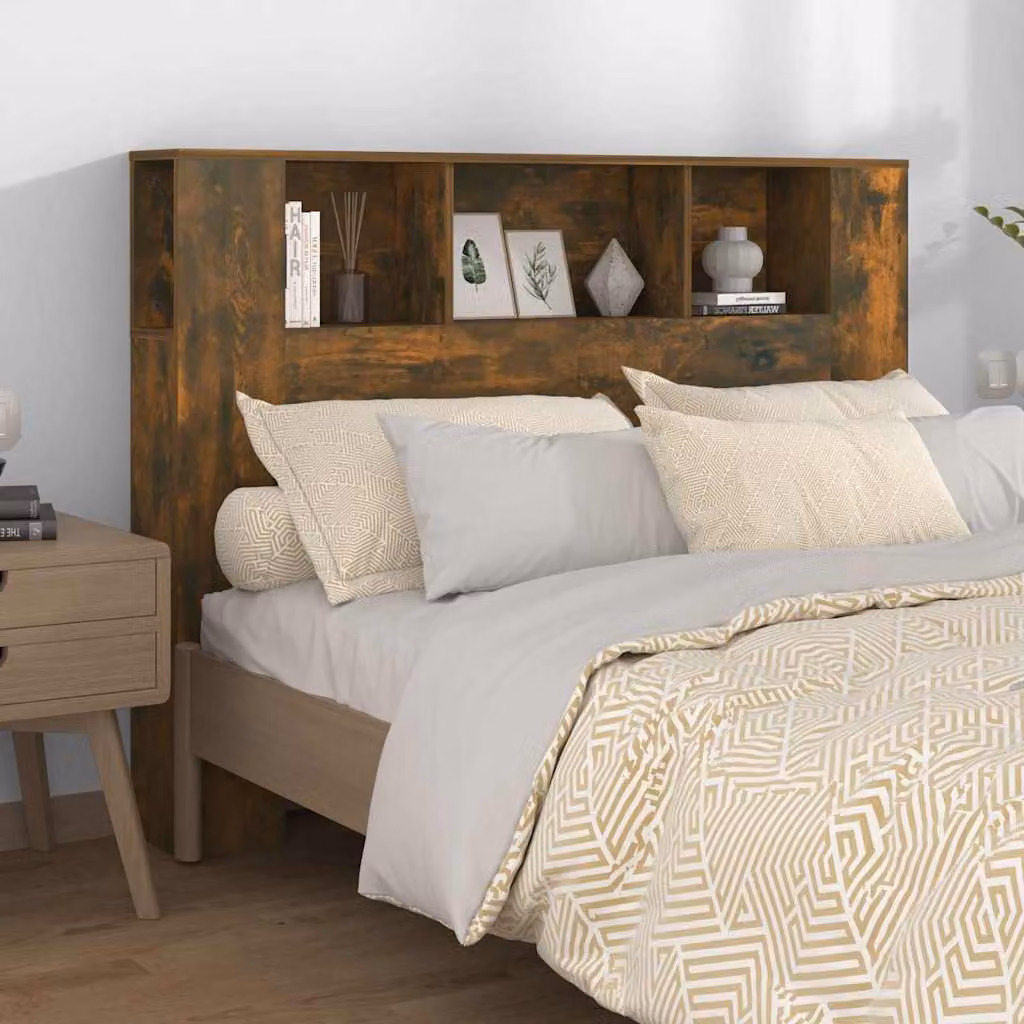 Testiera con scomparti vidaXL in legno Rovere Fumo L: 140 cm, P: 18,5 cm, H: 104,5 cm