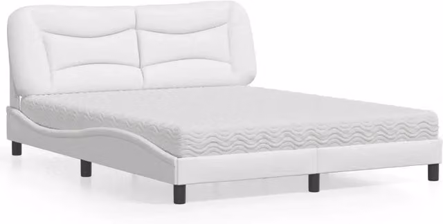 Letto con Materasso Hvar vidaXL Bianco in Similpelle e Tessuto L/P/H: 218 x 160 x 74,5 cm