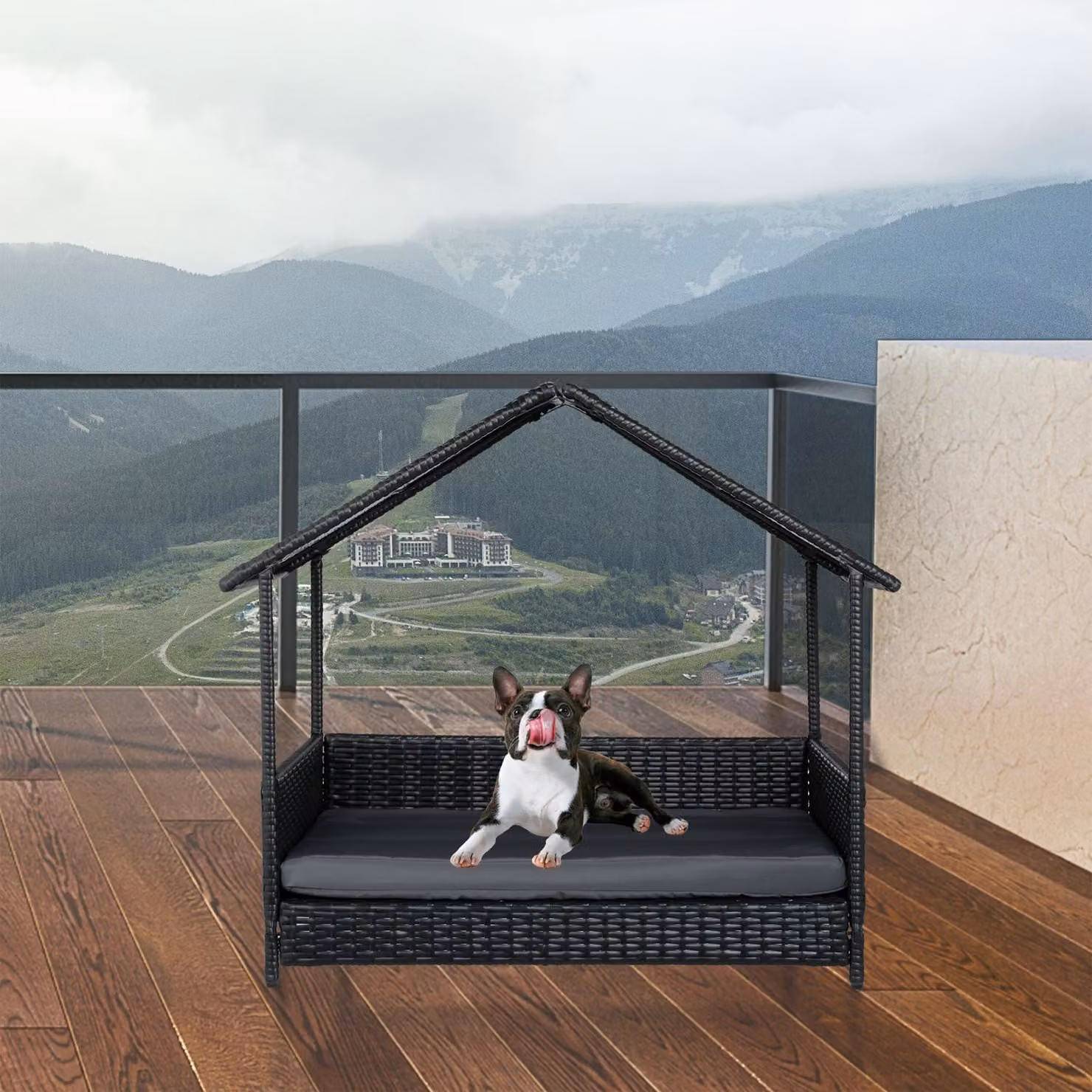 Cuccia per cani da esterno con baldacchino per razze piccole e medie