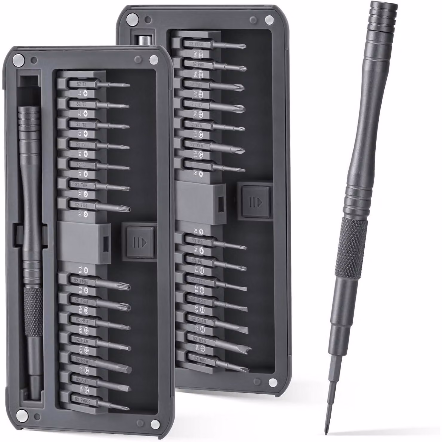 Set di 30 cacciaviti magnetici di precisione, con punte Torx allungate e sistema di stoccaggio a scomparsa, ideale per l'elettronica, il fai-da-te e i tecnici
