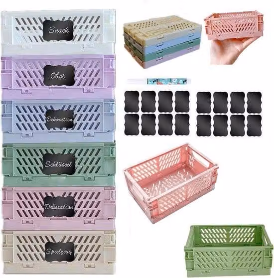 Scatole pieghevoli, set da 8 pezzi, 15x10x5,8 cm, per la cucina o la camera da letto