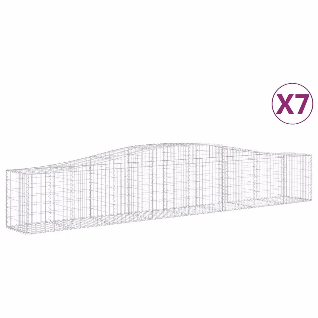 Set di 7 Cesti Gabbioni ad Arco vidaXL in Acciaio Zincato Argento L: 400 cm, P: 50 cm, H: 60-80 cm – 2