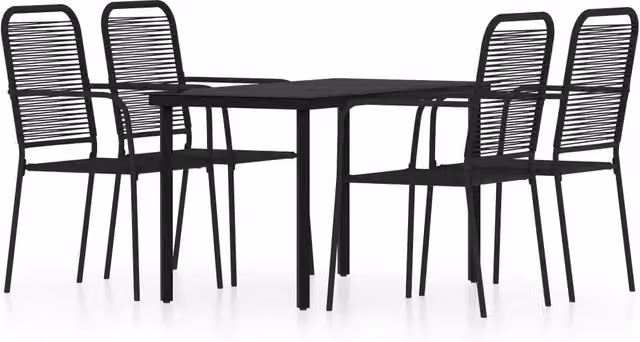 Set Mobili da Pranzo per Giardino 5 pz | Set Salotto da Giardino Nero