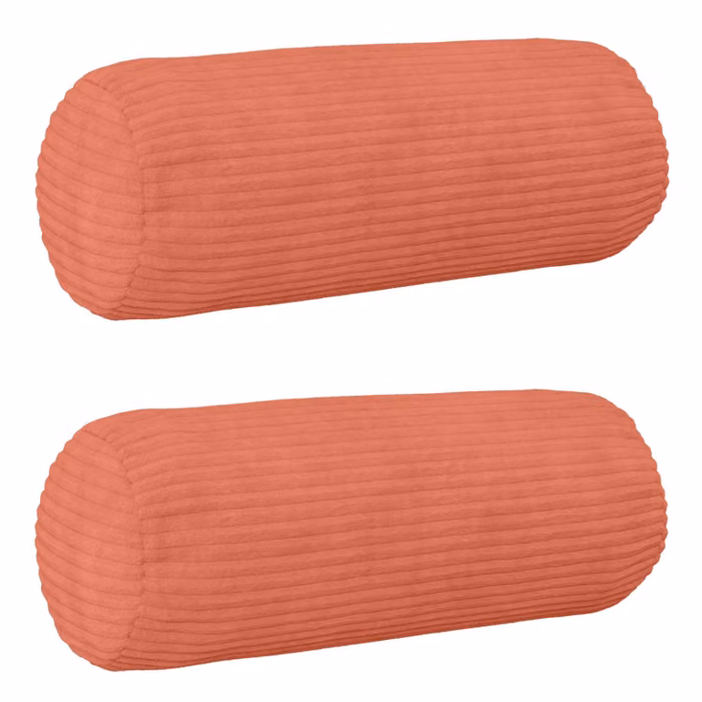 Set di 2 federe vidaXL HEERLEN in velluto a coste, forma ovale, colore rosso arancio, Ø 15 x 40 cm