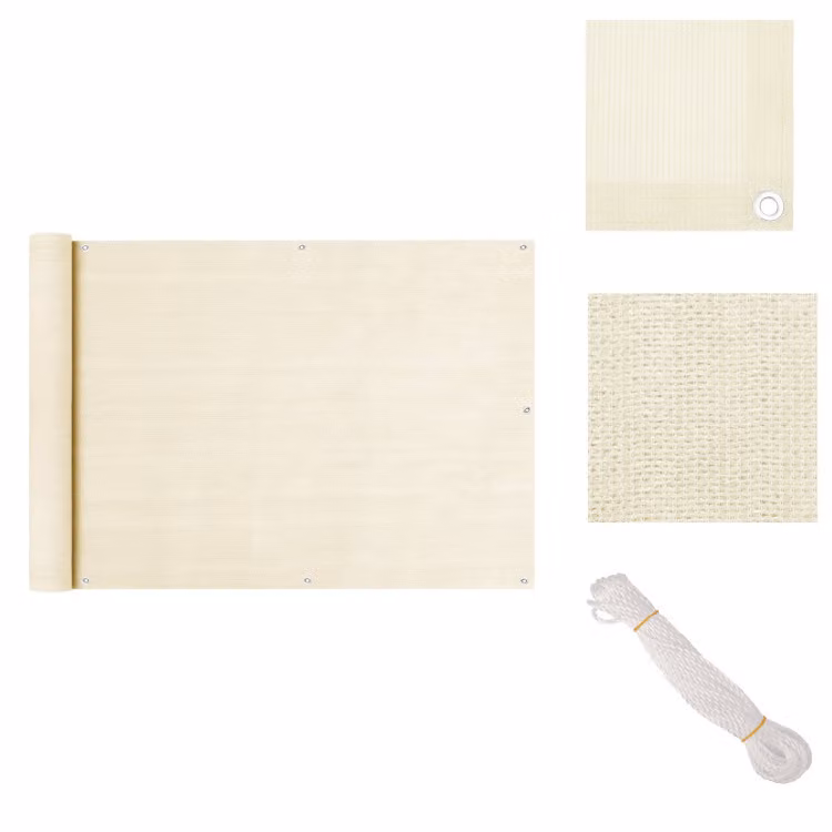 vidaXL Schermo per balcone, colore crema, 75x300 cm, materiale HDPE - Ombrelloni e protezioni solari