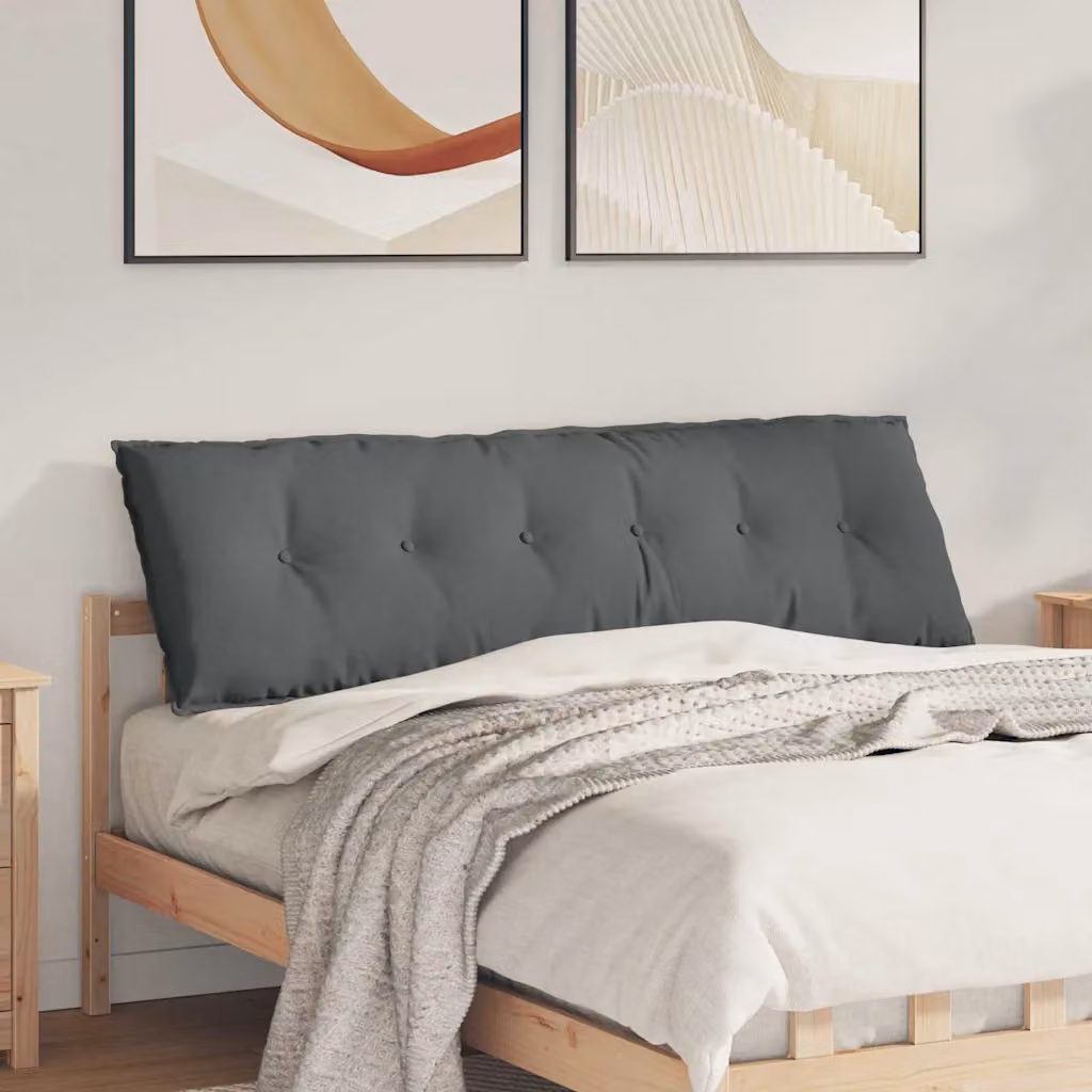 vidaXL Cuscino per Schiena Grigio con Rivestimento in Poliestere L: 160 cm, P: 19 cm, H: 50 cm