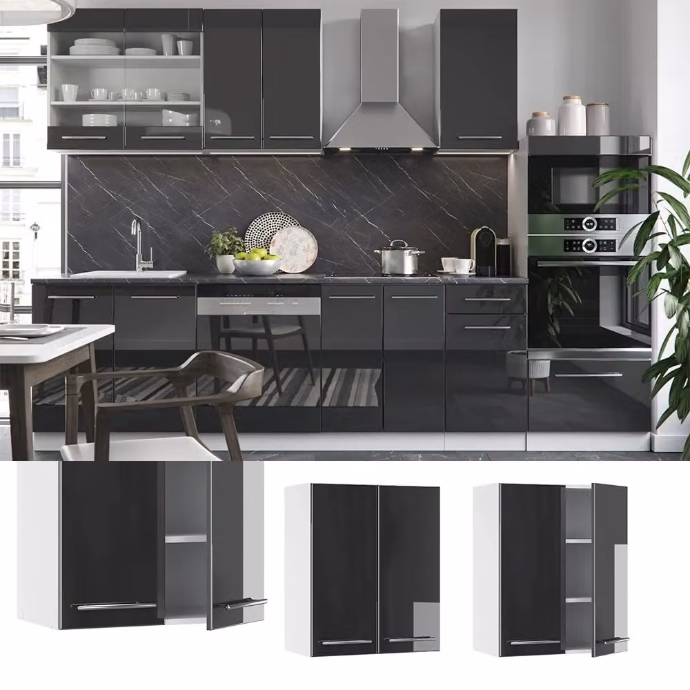 Pensile da cucina Fame-Line Vicco Antracite e Bianco lucido L: 60 cm – 2