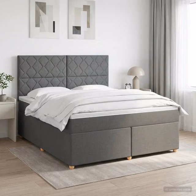Letto box spring con materasso ibrido vidaXL Grigio e Bianco L/P: 180 x 200 cm – 1