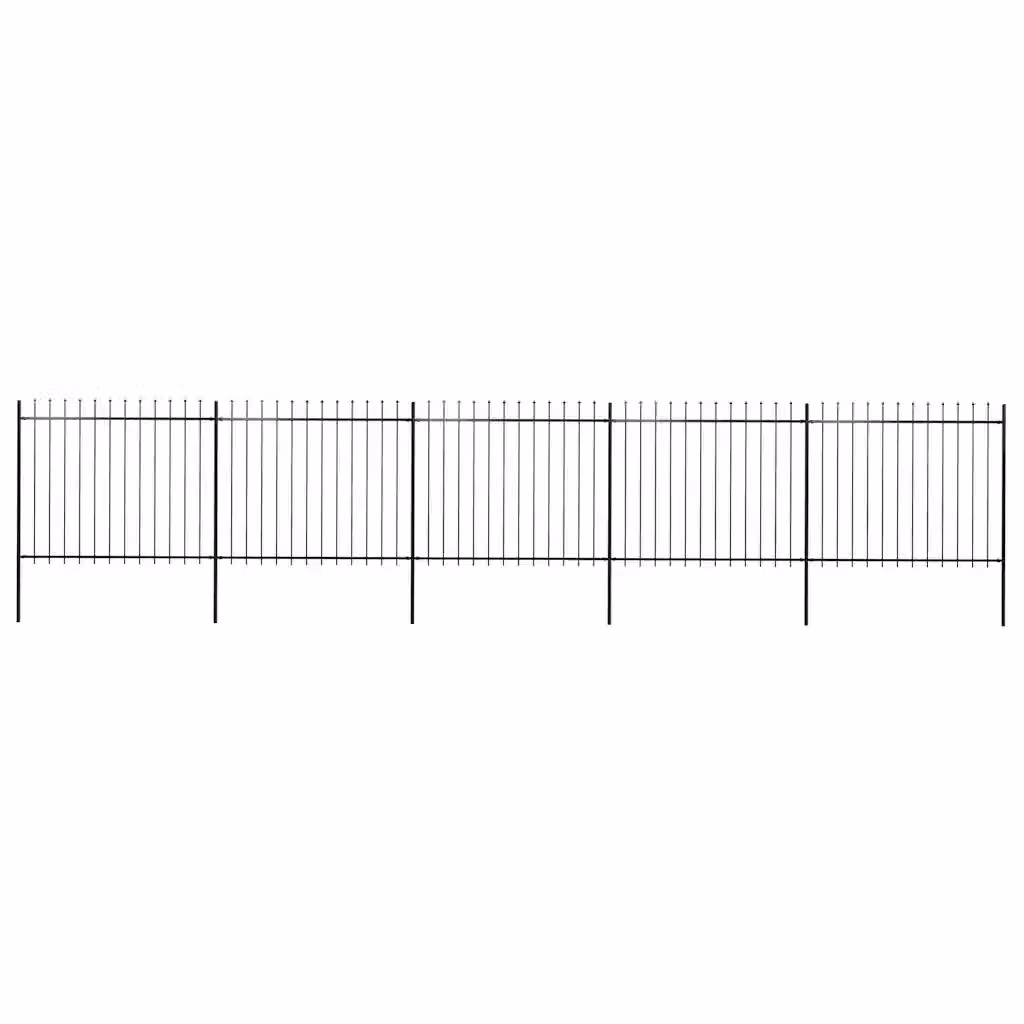 Recinzione da giardino vidaXL in acciaio con punta a lancia, nero, L: 838 cm, H: 150 cm