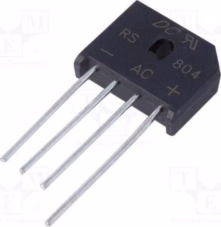 1x Raddrizzatore a ponte monofase Urmax: 400V, If: 8A, Ifsm: 200A, modello RS804, monofase