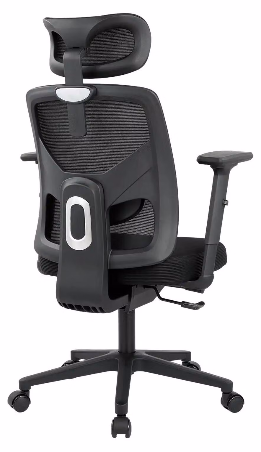 Sedia da ufficio ergonomica in rete - Schienale alto - Regolabile in altezza - Braccioli ribaltabili - Girevole a 360° - Con rotelle - Seduta imbottita - Nera