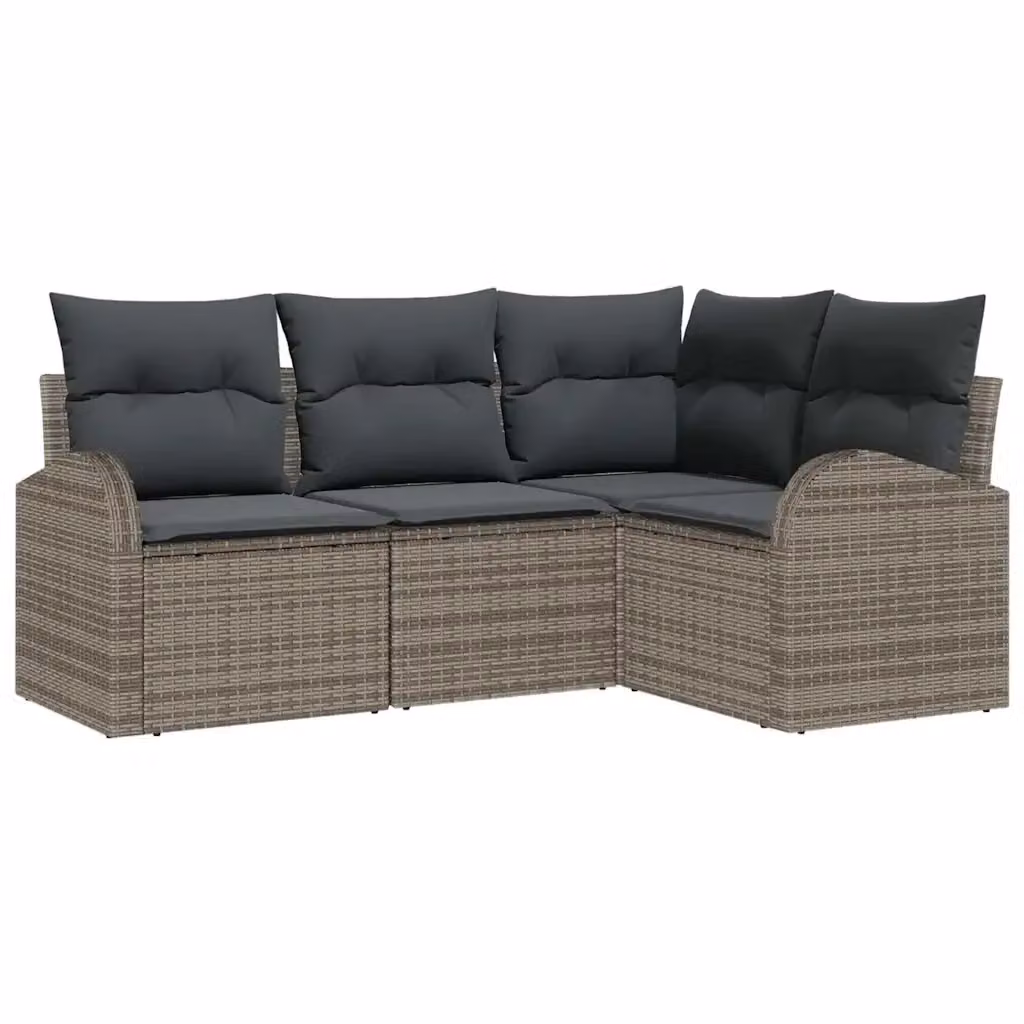 Set Divano da Giardino a L vidaXL in Polyrattan Grigio con Cuscini e Struttura in Metallo – 2