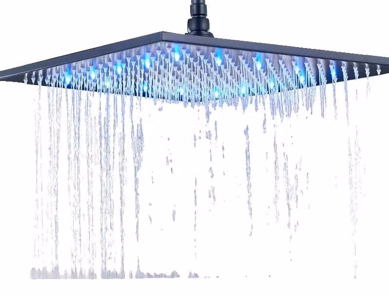 Doccia, illuminazione a LED, design elegante, colore nero, diametro 12 pollici
