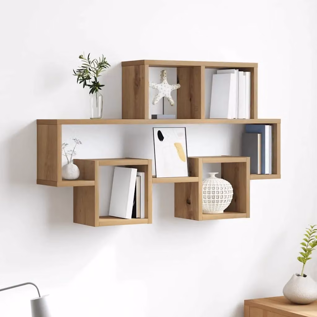 Scaffale da parete vidaXL in rovere artigianale marrone L: 82 cm, P: 15 cm, H: 51 cm