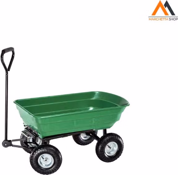 Carrellino da giardino ribaltabile Tippy Iperbriko in metallo verde con capacità vasca 75 l