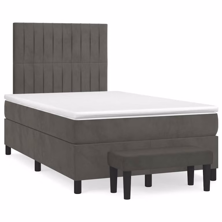 Giroletto a Molle con Materasso Ibrido vidaXL in Velluto Grigio e Bianco L/P/H: 120 x 200 cm