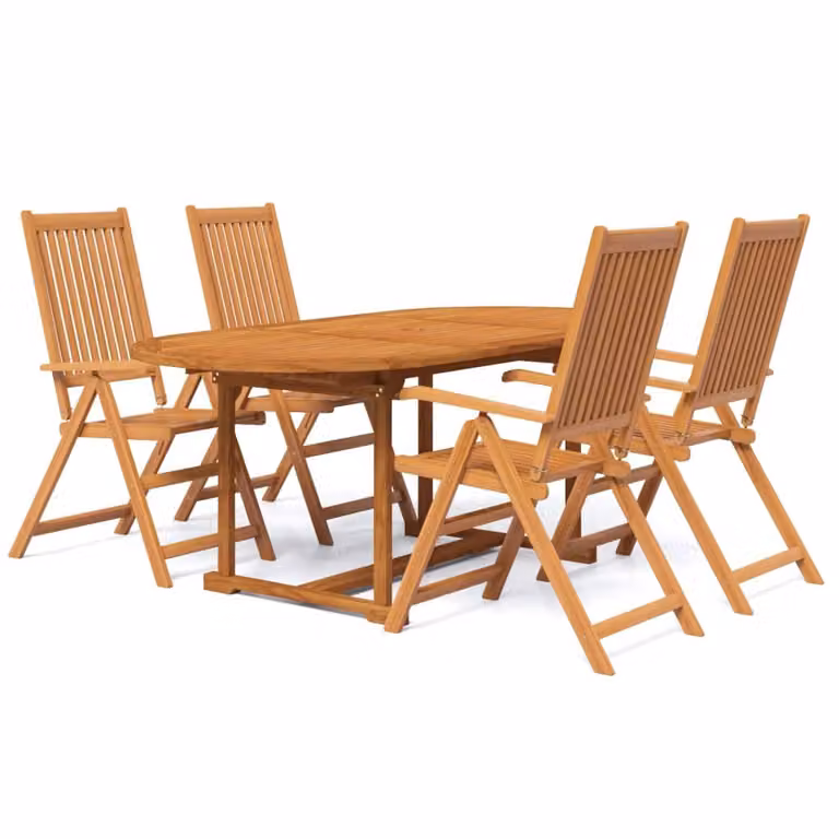 Set Mobili da Pranzo per Giardino 5 pz Legno Massello di Acacia 120-170 cm