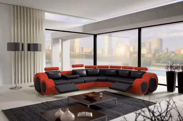 LEDER SOFA ECKCOUCH DESIGN SOFA LEDERCOUCH ECKSOFA WOHNLANDSCHAFT SCHWARZ WEIß