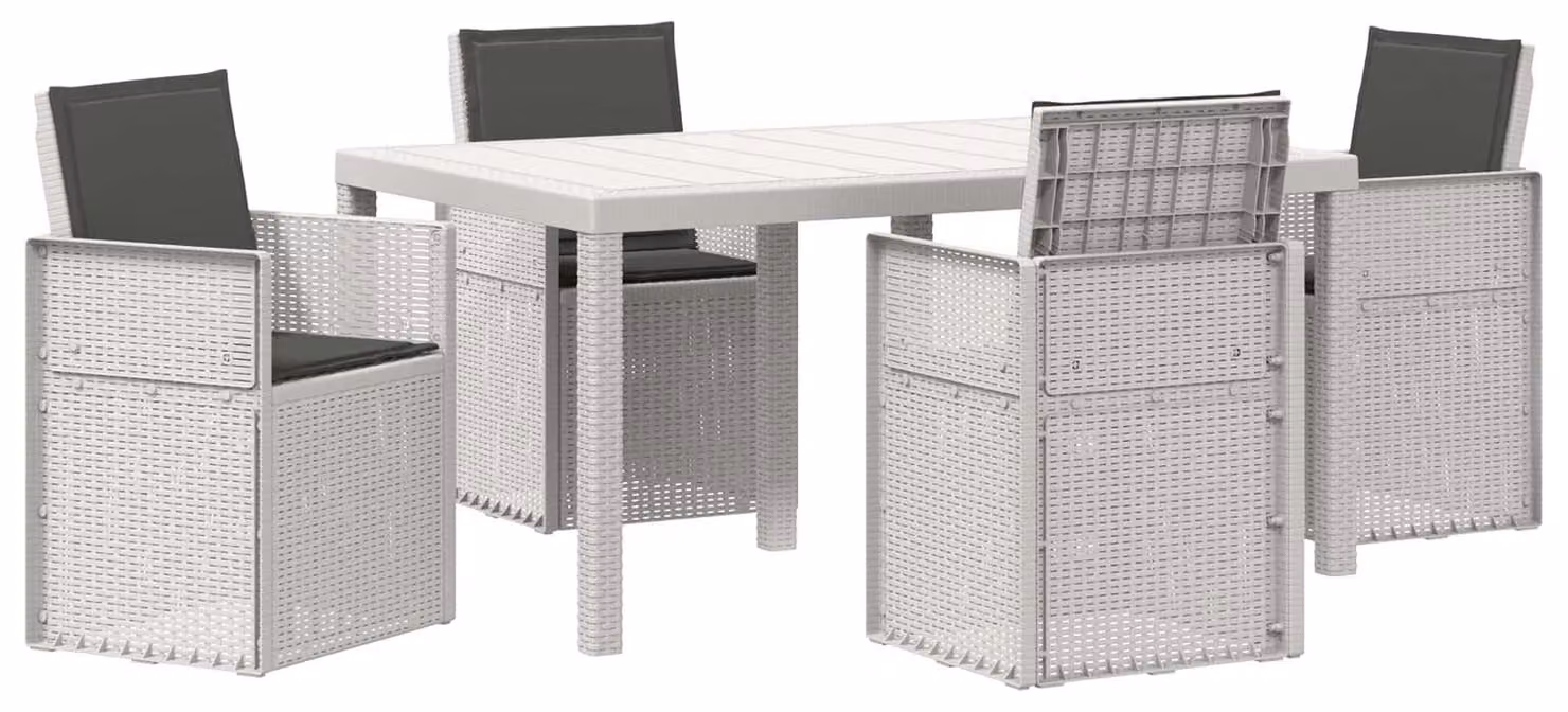Set da Pranzo per Giardino 5 pcs Bianco e Antracite PP