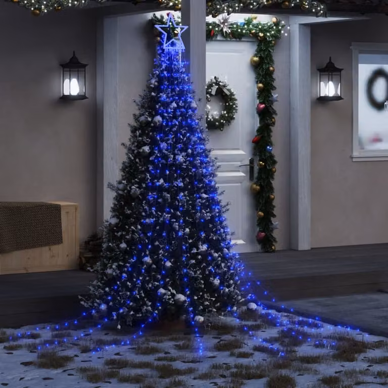 vidaXL Illuminazione per Albero di Natale con 320 LED Blu, Lunghezza: 375 cm