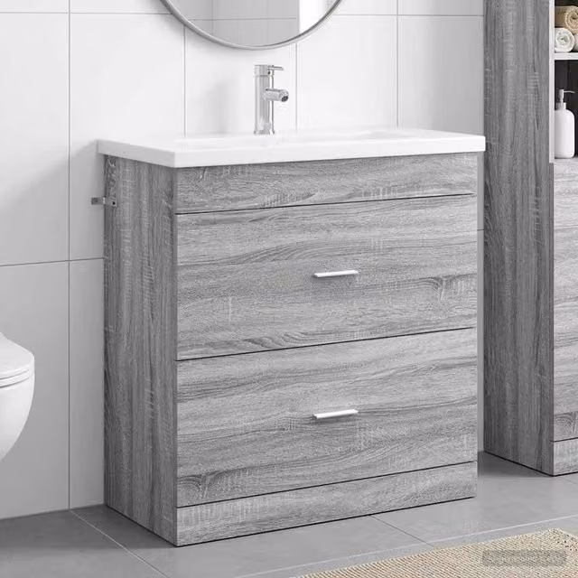 Set di mobili per il bagno Sonoma grigio 81 x 40 x 84,5 cm 3404379