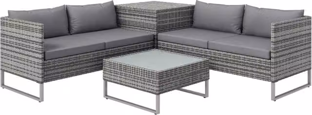 Set da Giardino 4 Pezzi con Divani e Tavolini ¨C Minimal ¨C Acciaio e Rattan