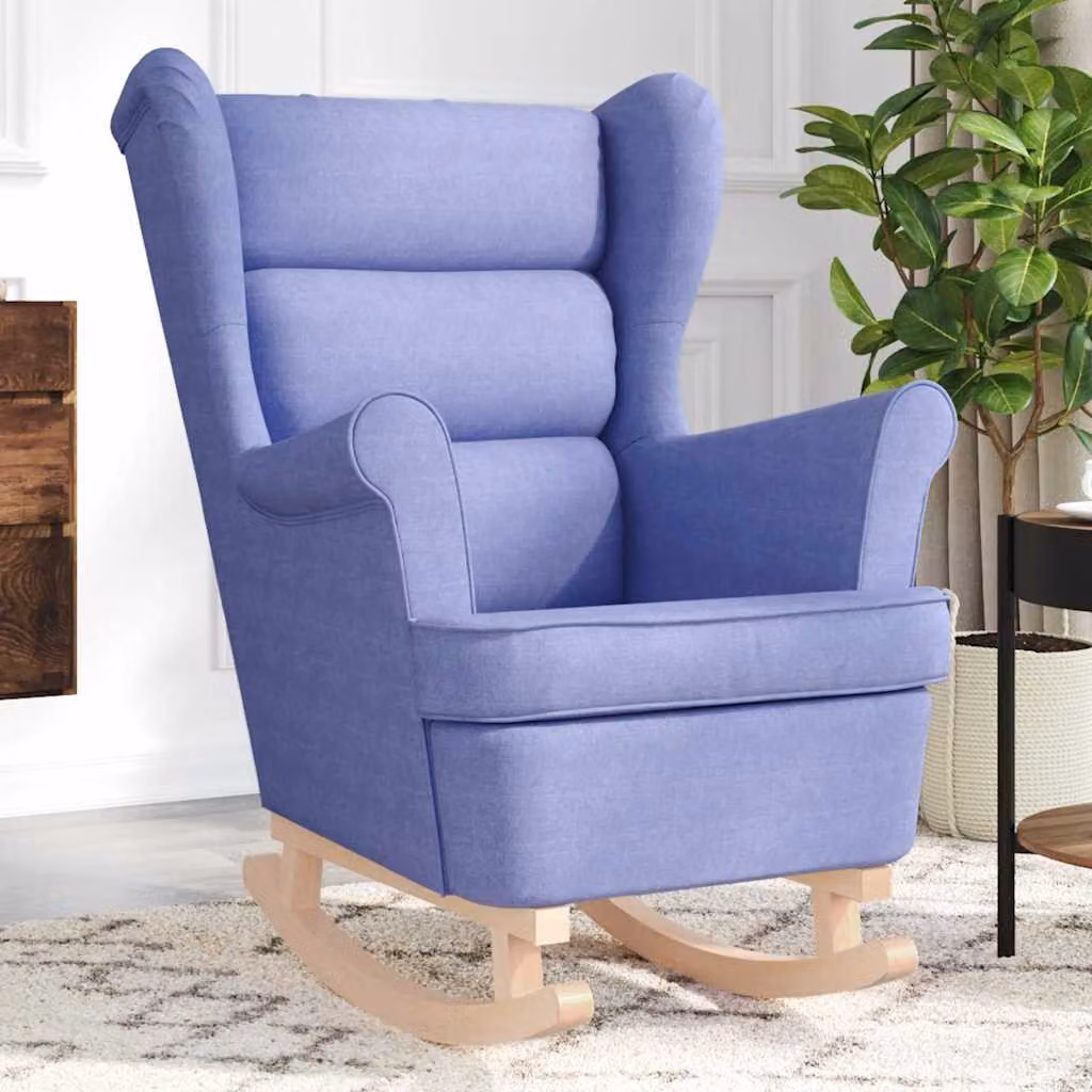 Maison Exclusive - Poltrona a dondolo, colore jeans, 74x90x102 cm, rivestimento in tessuto