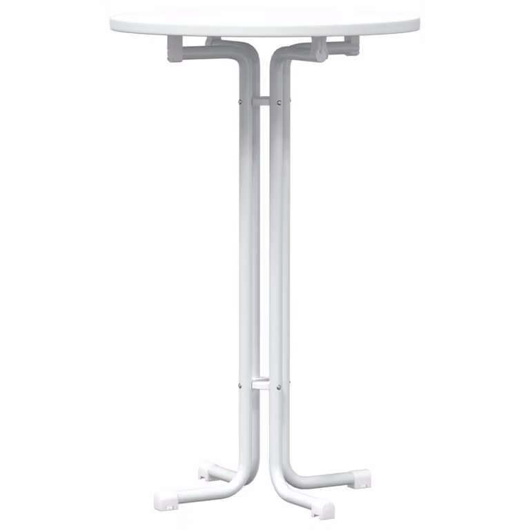 Tavolo da Bar Bianco Ø70x110 cm Legno Multistrato e Acciaio