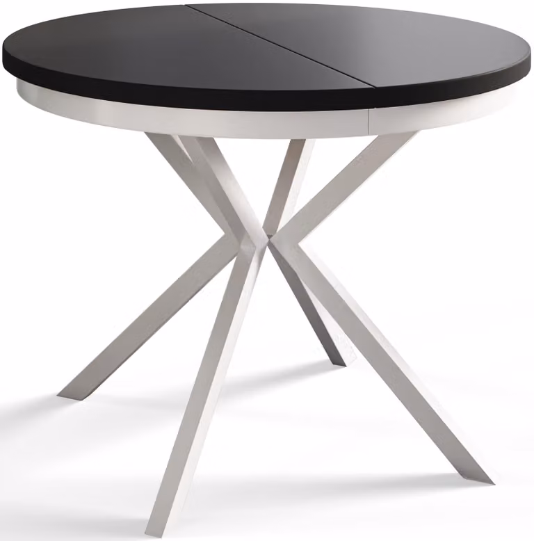 Alpi Moebel, Tavolo da Pranzo Rotondo, Tavolo da Cucina Allungabile, Diamentro: 90-170 cm, Gambe in Metallo Bianco, Nero