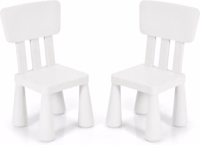 Set di 1 tavolo e 2 sedie per bambini 76,5 x 54,5 x 49,5 cm seduta ergonomica design moderno in PP bianco 20_0019325