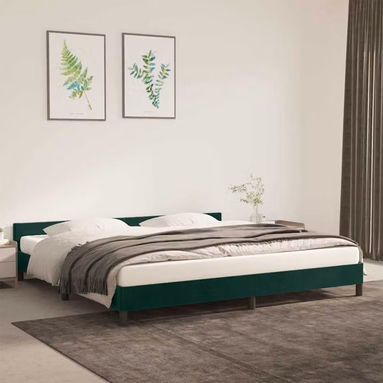 vidaXL Giroletto imbottito in velluto verde scuro con doghe in legno L/P: 200 x 200 cm