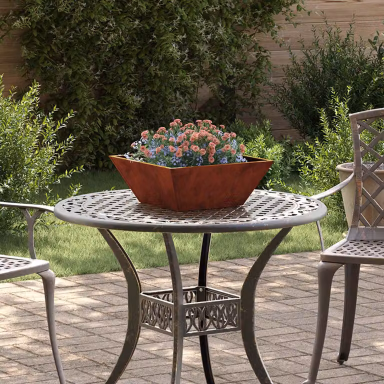 Set di 5 vasi da giardino moderni vidaXL in acciaio color marrone, L/P/H: 40 x 40 x 15 cm