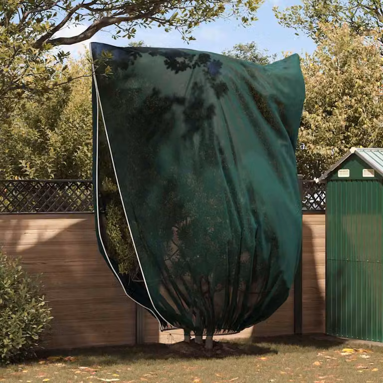 Set di 3 coperture in fleece verde vidaXL per la protezione antigelo delle piante in poliestere e plastica