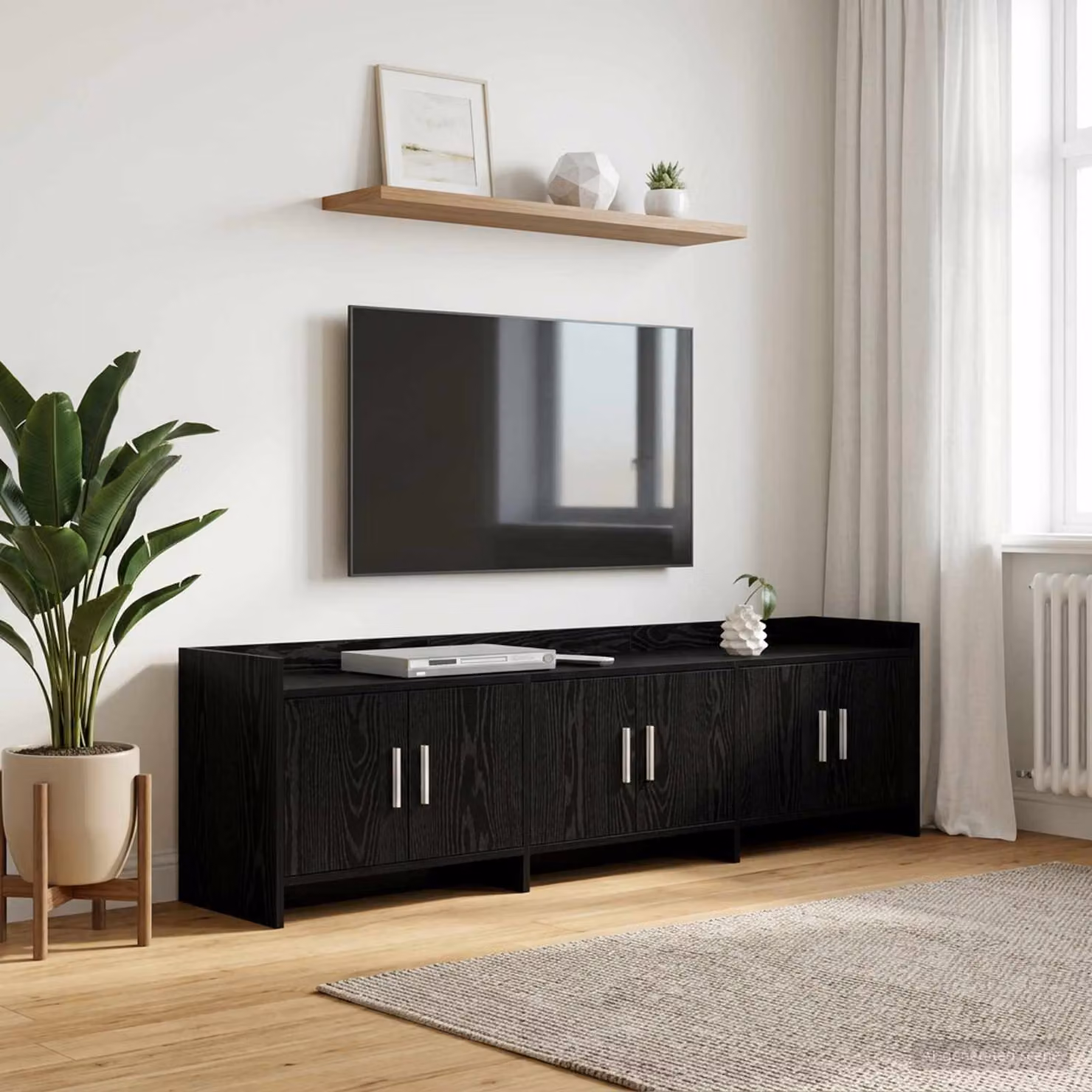 Mobile TV vidaXL moderno in legno e metallo nero L/P/H: 168 x 33 x 47 cm
