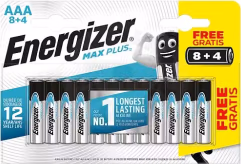 Energizer MAX Plus - Tipo AAA/12 8 4 gratis