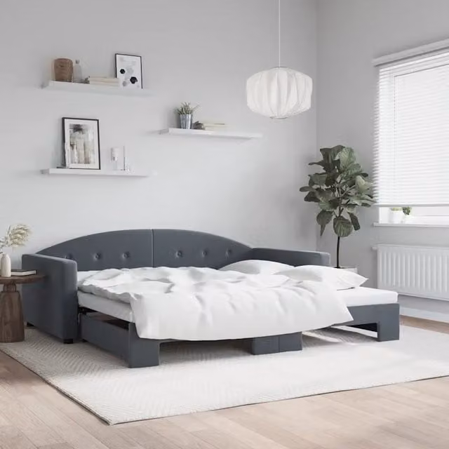 Divano Letto con Letto Estraibile vidaXL in Velluto Grigio per Soggiorno e Camera da Letto L/P/H: 222 x 110 x 75 cm, Letto Estraibile 100 x 200 cm