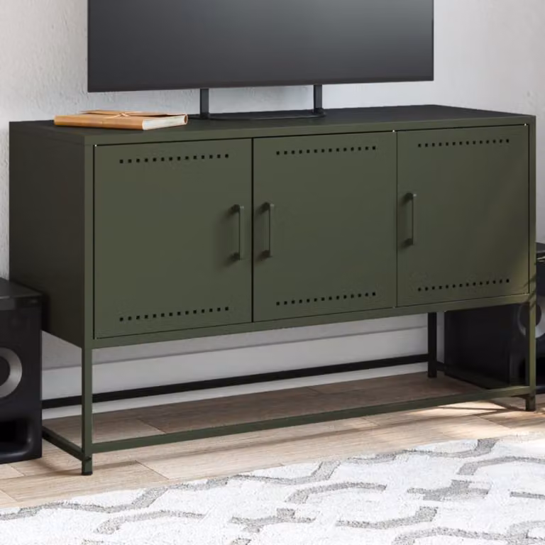 Carrello TV mobile vidaXL in metallo verde oliva L 100,5 cm x P 39 cm x H 60,5 cm