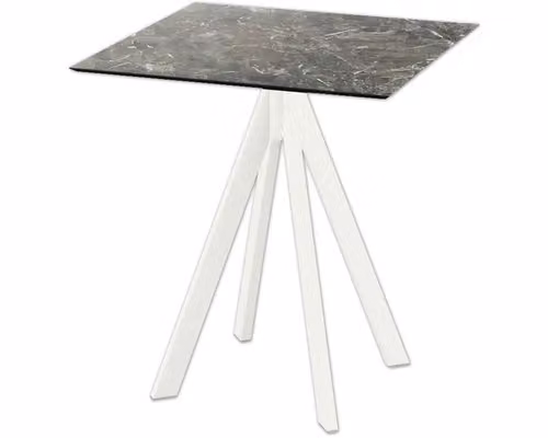 Infinity - Tavolo da giardino, struttura bianca + piano in HPL effetto marmo Galaxy, 70x70 cm, 1 pezzo
