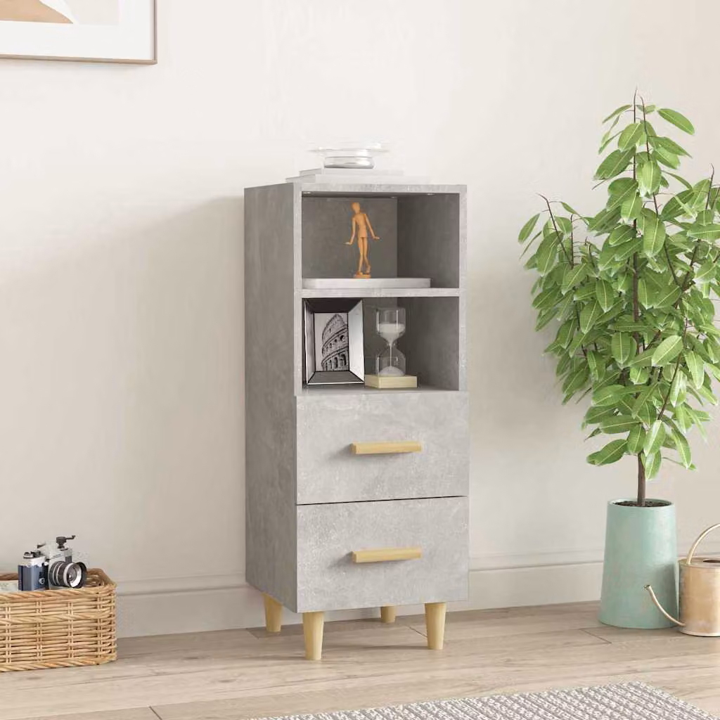 Credenza moderna vidaXL in legno multistrato e MDF, colore grigio, sospesa a parete, L/P/H: 34,5 x 34 x 90 cm
