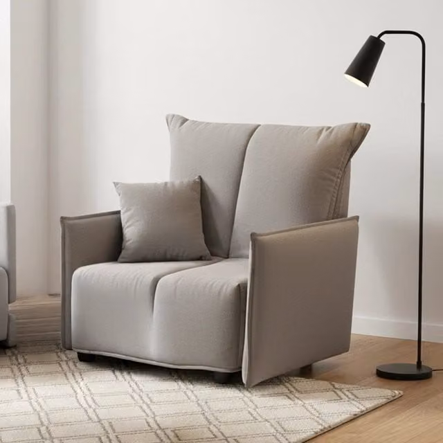 Divano Letto Atlantis Talamo Italia, Divano Singolo con Apertura a Carrello e Braccioli, Rivestimento in Tessuto Grigio, L: 110 cm, P: 90 cm, H: 85 cm