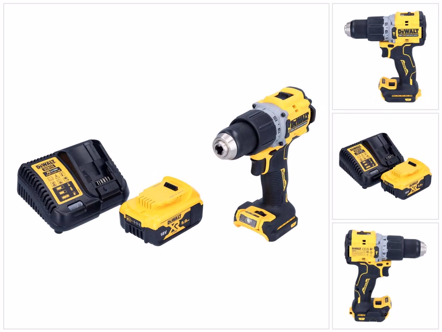 Trapano a percussione a batteria DeWalt DCD 805 P1 18 V 90 Nm senza spazzole + 1x batteria ricaricabile 5,0 Ah + caricabatterie